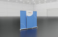 Three banners that can be combined to make one inline display; two banner stands and one central graphic panel