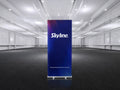 Entry-level retractable banner stand with spring-loaded aluminum base