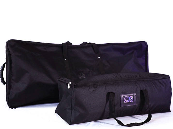 10-foot straight backwall with aluminum frame and single-sided pillowcase fabric and graphic-wrapped table