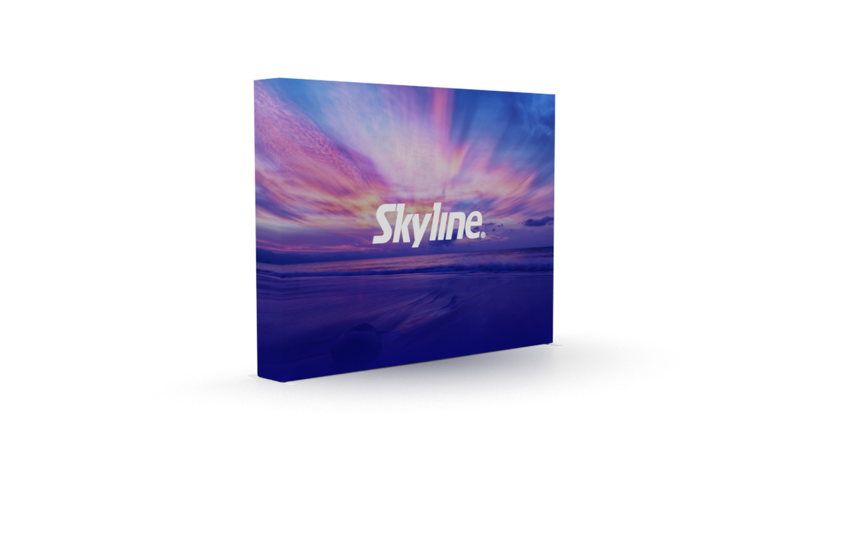 Pop-up 10-foot straight display with silicon-edge fabric graphics
