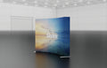 Pop-up 10-foot curved display with silicon-edge fabric graphics