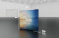 Pop-up 10-foot curved display with silicon-edge fabric graphics