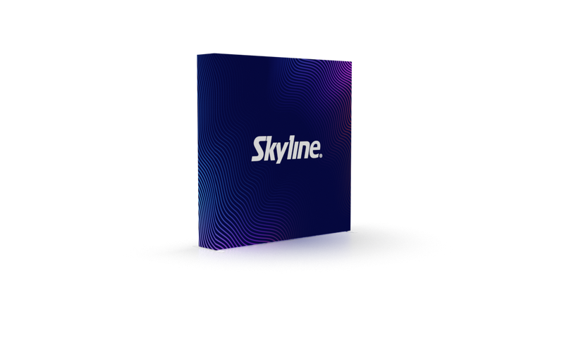 Pop-up 8-foot straight display with silicon-edge fabric graphics