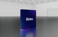 Pop-up 8-foot straight display with silicon-edge fabric graphics
