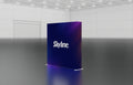 Pop-up 8-foot straight display with silicon-edge fabric graphics
