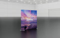 Pop-up 8-foot curved display with silicon-edge fabric graphics