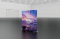 Pop-up 8-foot curved display with silicon-edge fabric graphics