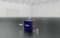 Small display table with wrap-around graphic