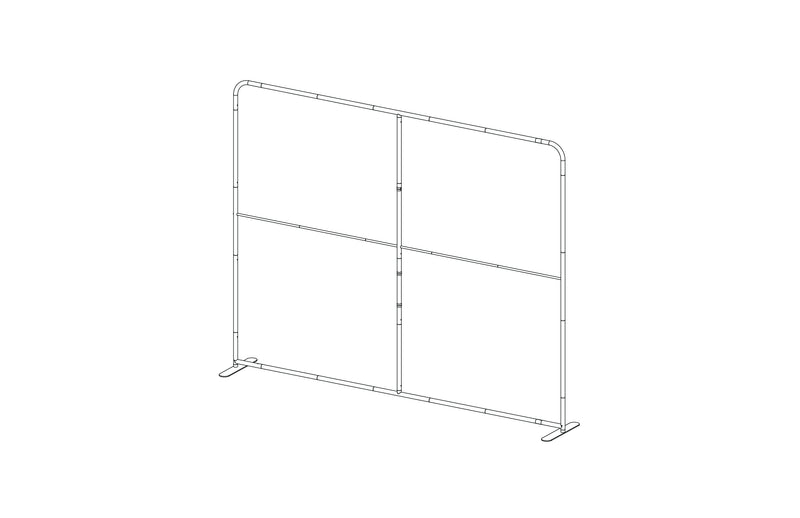 10-foot straight backwall display with aluminum frame and single-sided pillowcase graphic