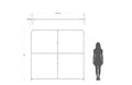 8-foot straight backwall display with aluminum frame and single-sided pillowcase graphic