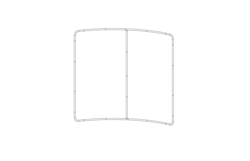 8-foot curved backwall display with aluminum frame and single-sided pillowcase graphic
