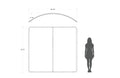 8-foot curved backwall display with aluminum frame and single-sided pillowcase graphic