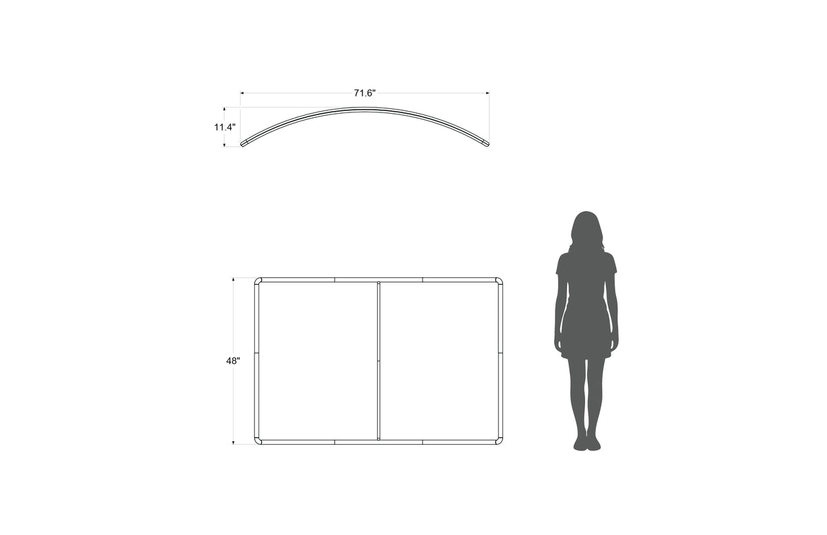 6' x 48" curved backwall display with aluminum frame and single-sided pillowcase graphic