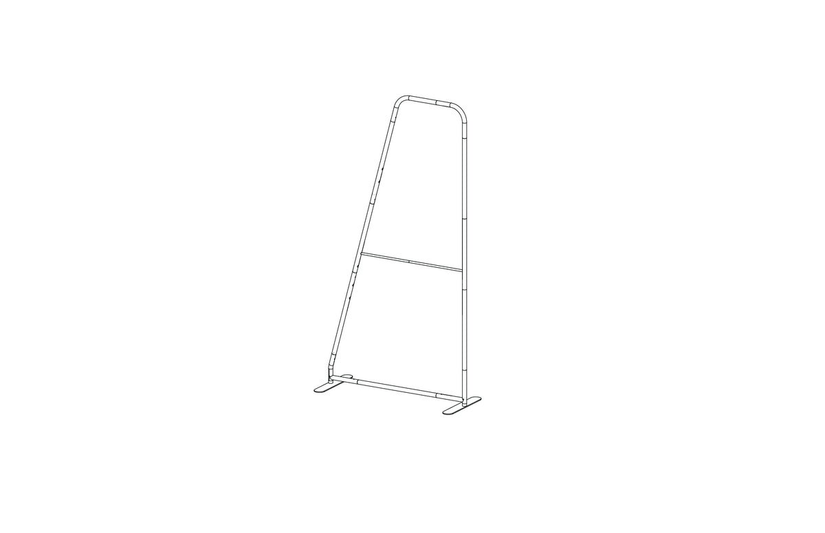 46" tapered straight backwall display with aluminum frame and single-sided pillowcase graphic