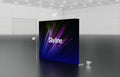 Pop-up 10-foot straight display with pre-attached seamless fabric