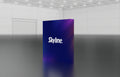 Pop-up 8-foot straight display with pre-attached seamless fabric