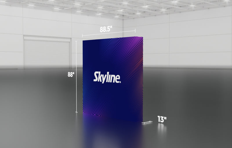 Pop-up 8-foot straight display with pre-attached seamless fabric