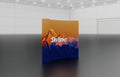 Pop-up 10-foot curved display with pre-attached seamless fabric