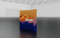 Pop-up 10-foot curved display with pre-attached seamless fabric