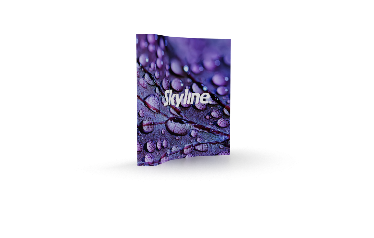 Pop-up 8-foot curved display with pre-attached seamless fabric