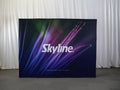 Pop-up 10-foot straight display with pre-attached seamless fabric