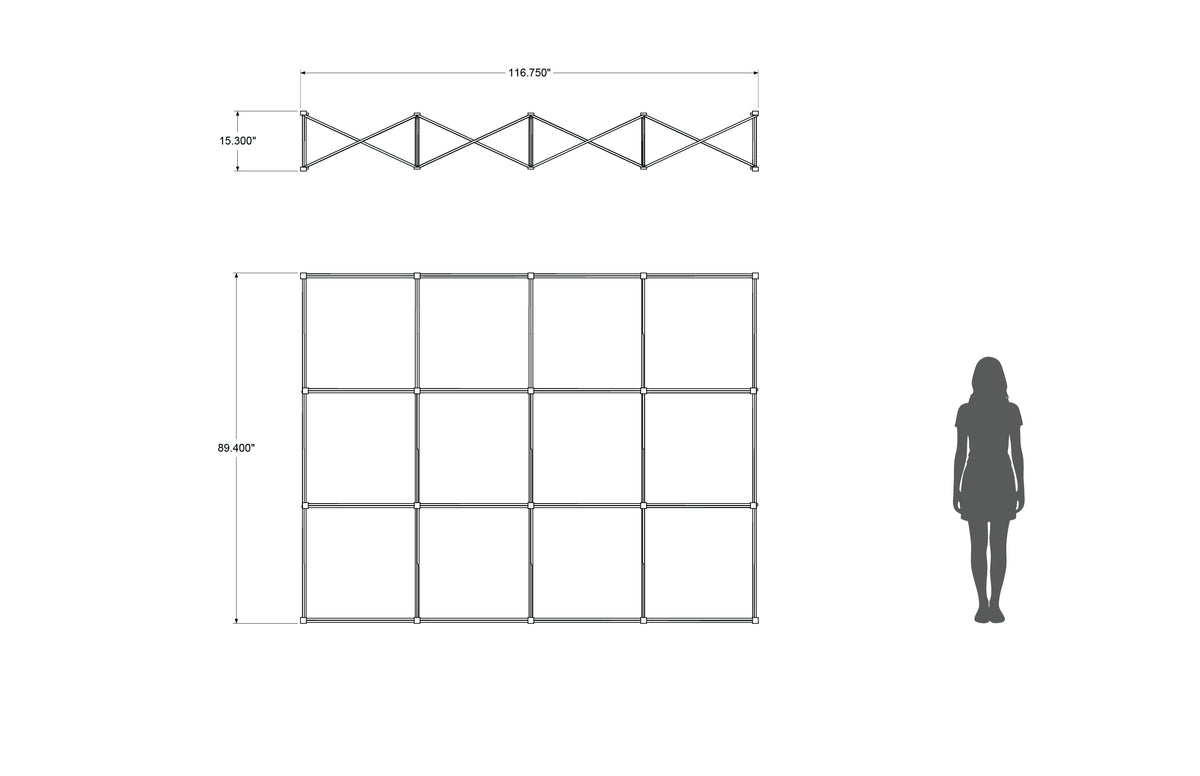 Pop-up 10-foot straight display with pre-attached seamless fabric