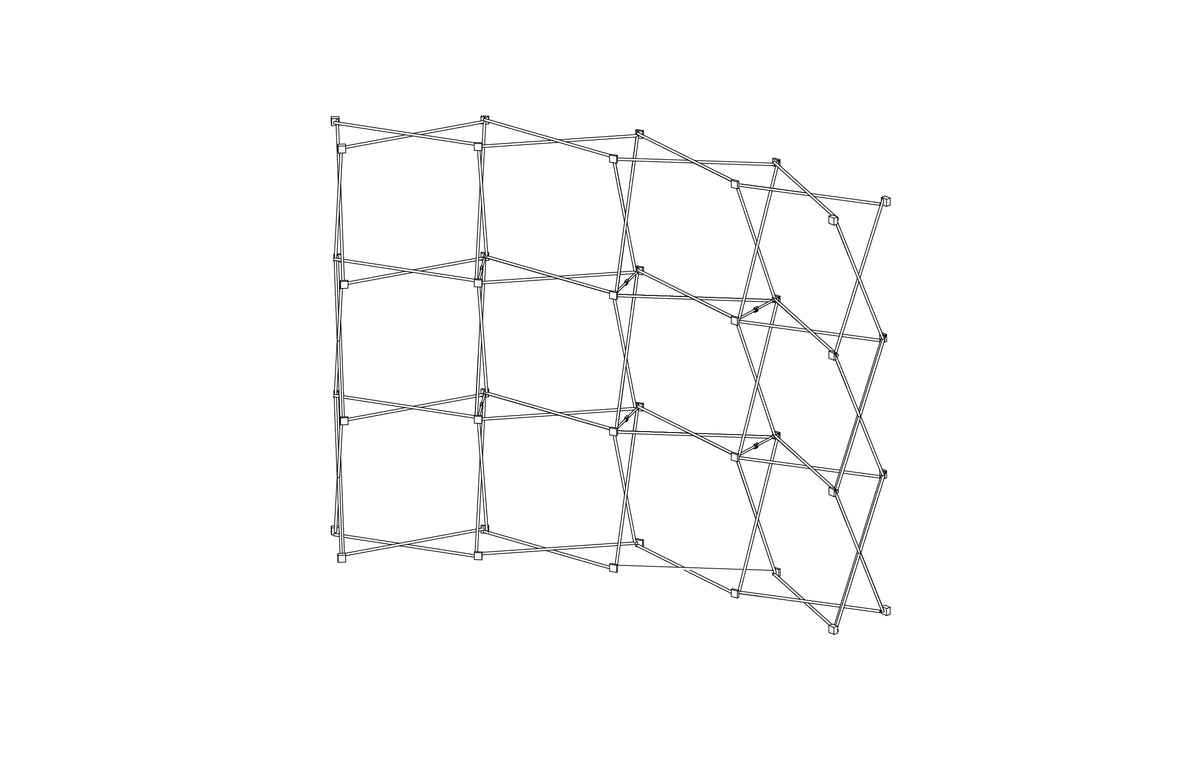 Pop-up 10-foot curved display with pre-attached seamless fabric