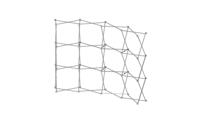 Pop-up 10-foot curved display with pre-attached seamless fabric