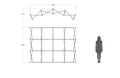 Pop-up 10-foot curved display with pre-attached seamless fabric