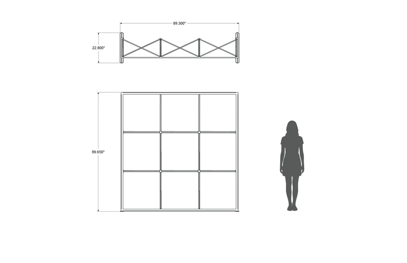 Pop-up 8-foot straight display with silicon-edge fabric graphics