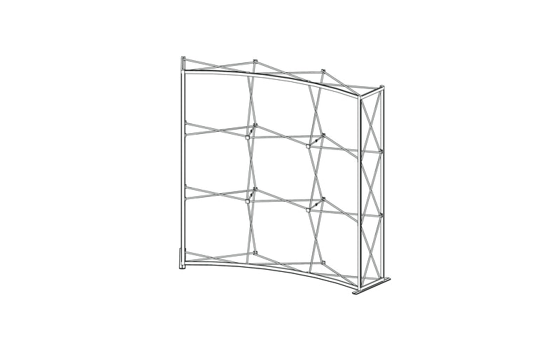 Pop-up 8-foot curved display with silicon-edge fabric graphics