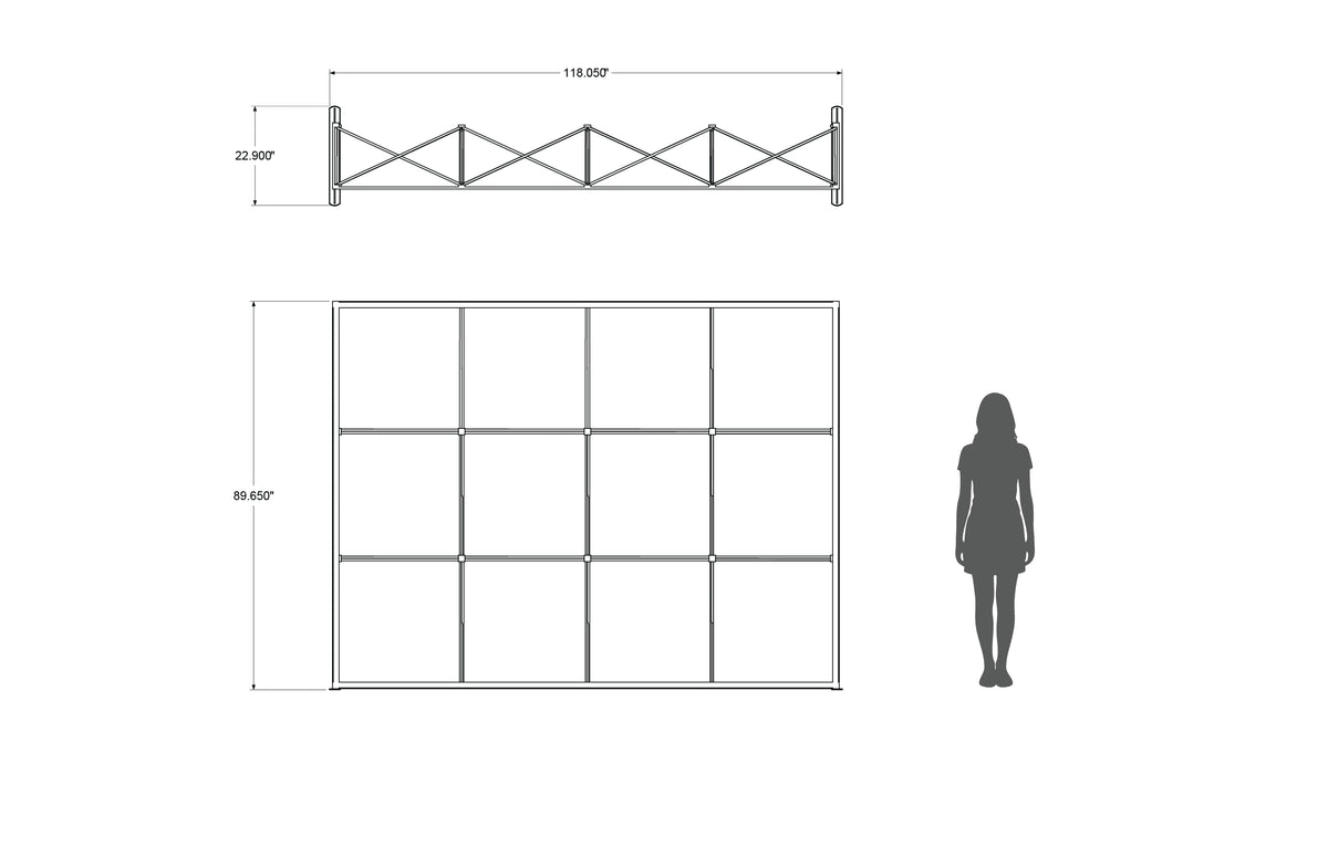 Pop-up 10-foot straight display with silicon-edge fabric graphics