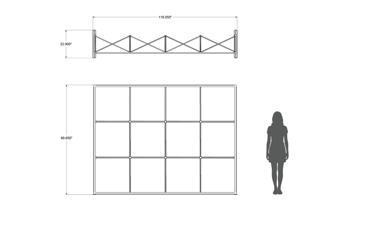 Pop-up 10-foot straight backlit display with silicon-edge fabric graphics